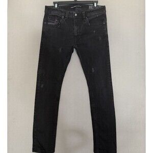 Diesel DNA Thavar Jeans 32x32 Smaller Fit Black Mens Slim Skinny Distress Italy